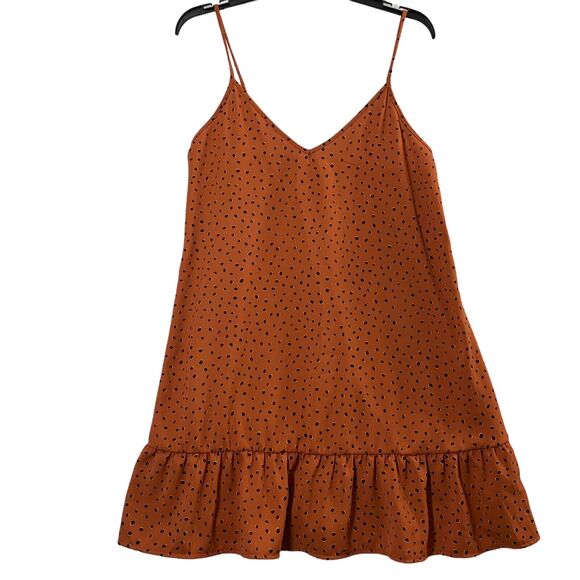 Sweet Adelyn Dress Womens Large Sundress Polka‎ Dot Ruffle Hem - Picture 1 of 7